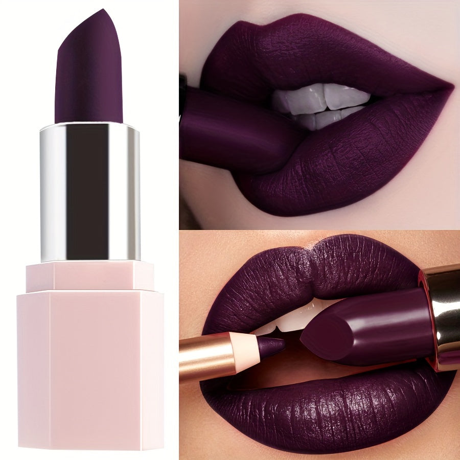 Women's Waterproof Long-Lasting Lipstick with High Pigment Purple Shades