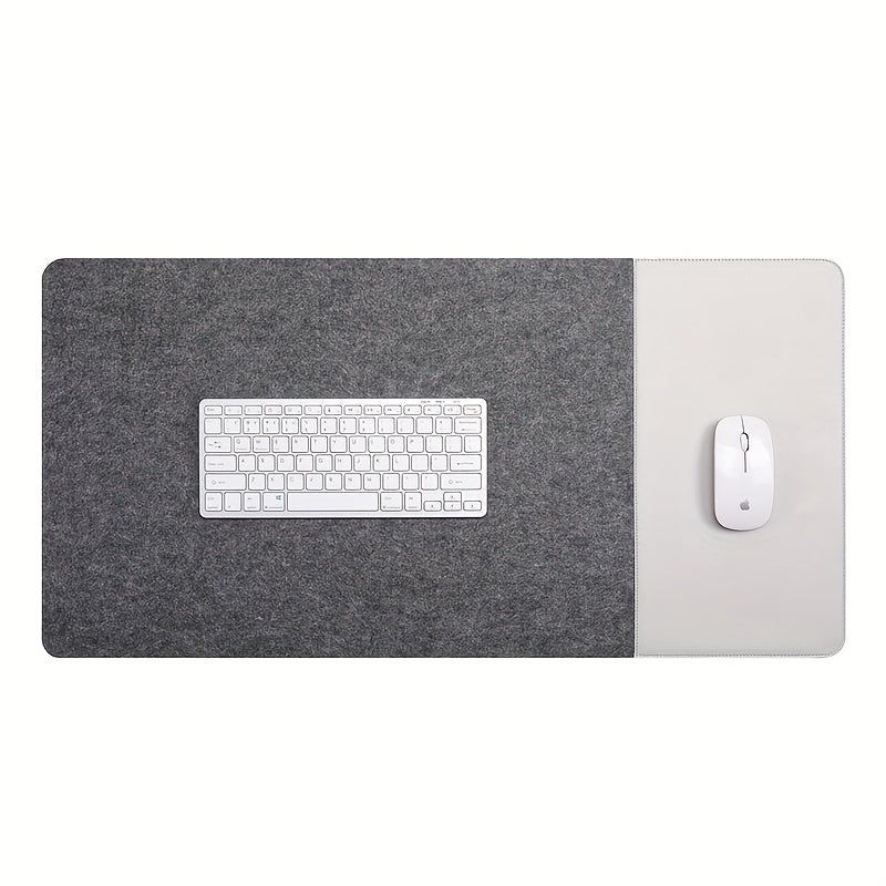 Large Gaming Mouse Pad with Anti-Slip Felt Faux Leather Wrist Support for E-Sports Office Use