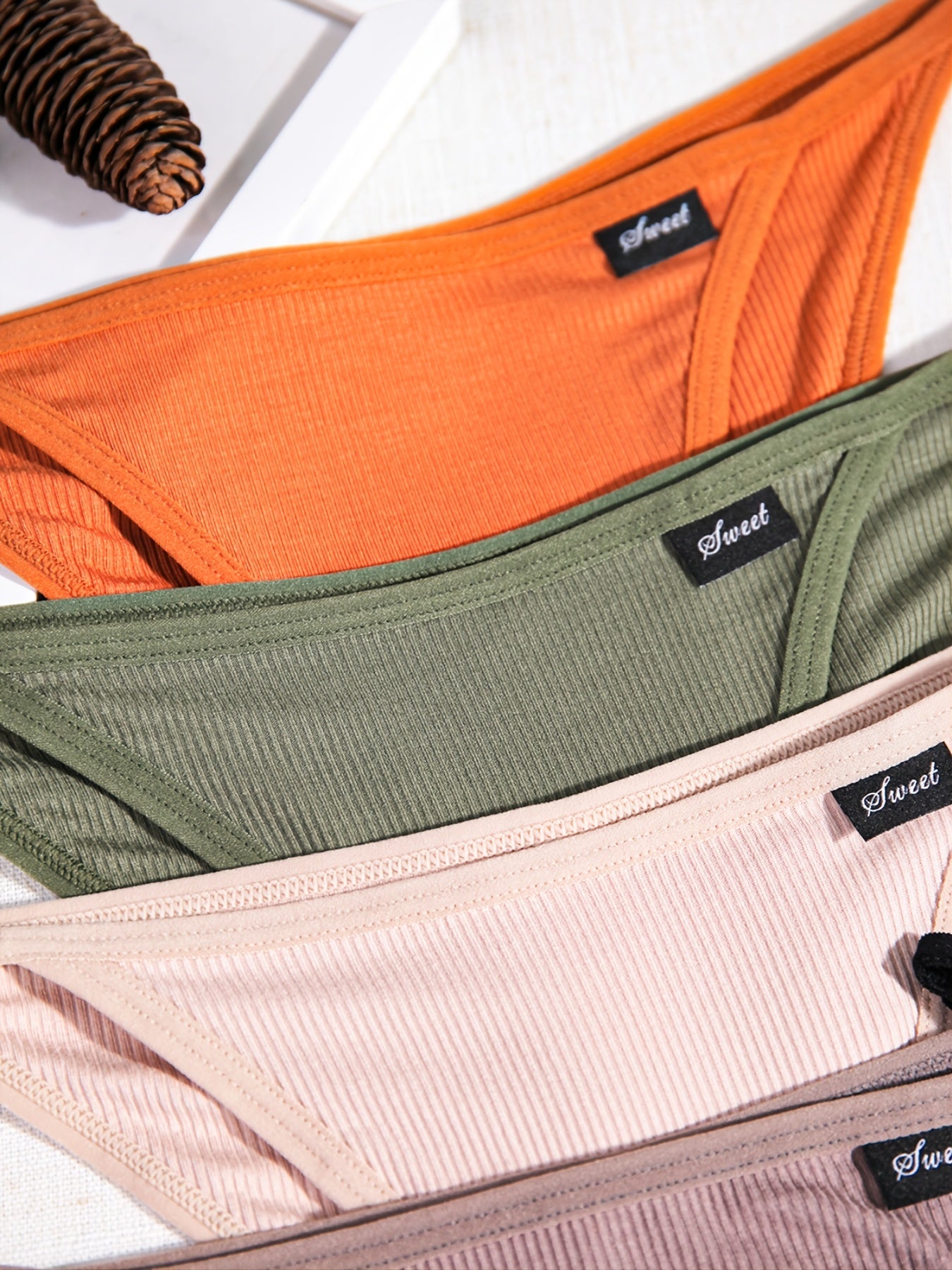 7-Pack Women's Ribbed Knit Panties Seamless Solid Color Lingerie Underwear