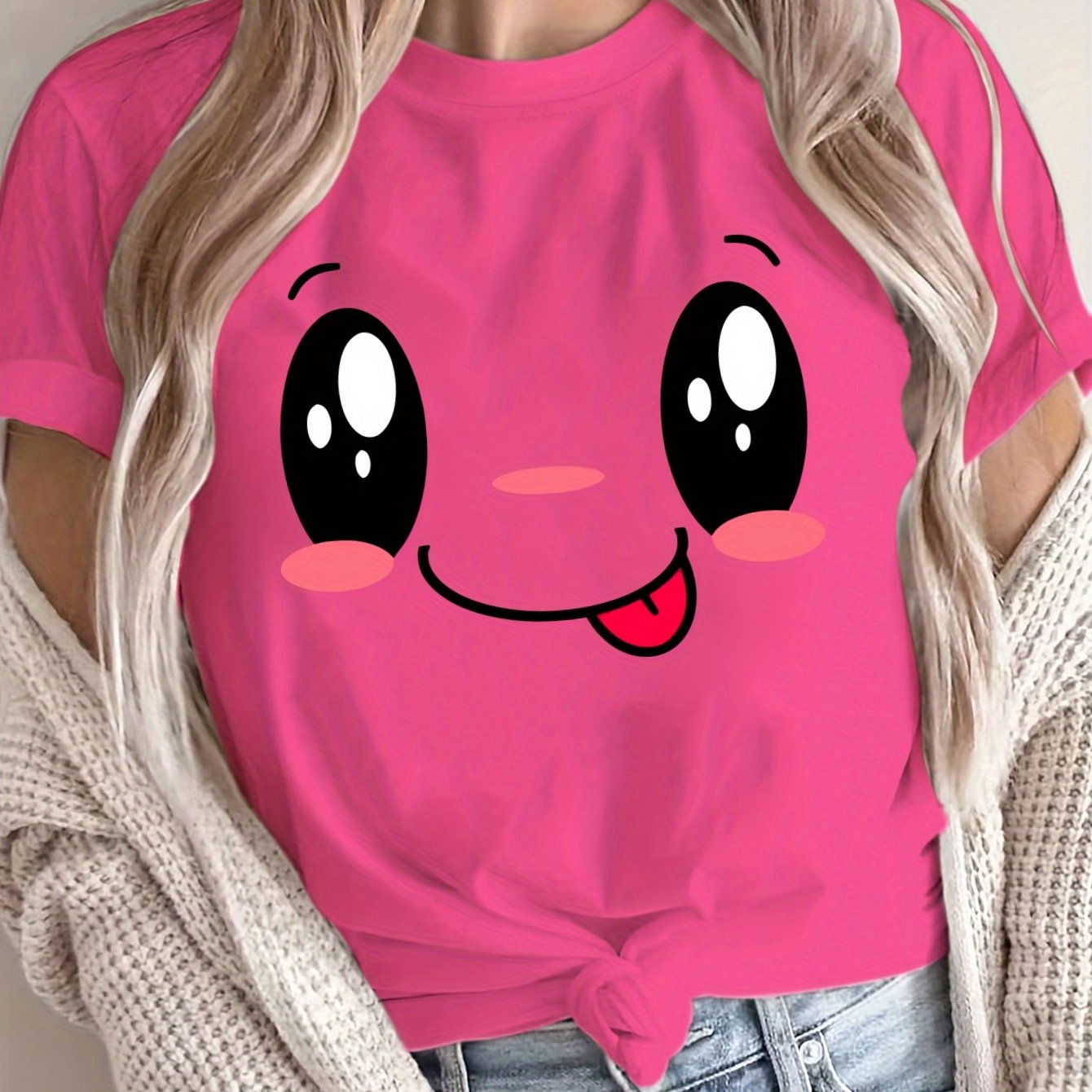 Women's Plus Size Loose Fit T-Shirt with Short Sleeves and Breathable Fabric