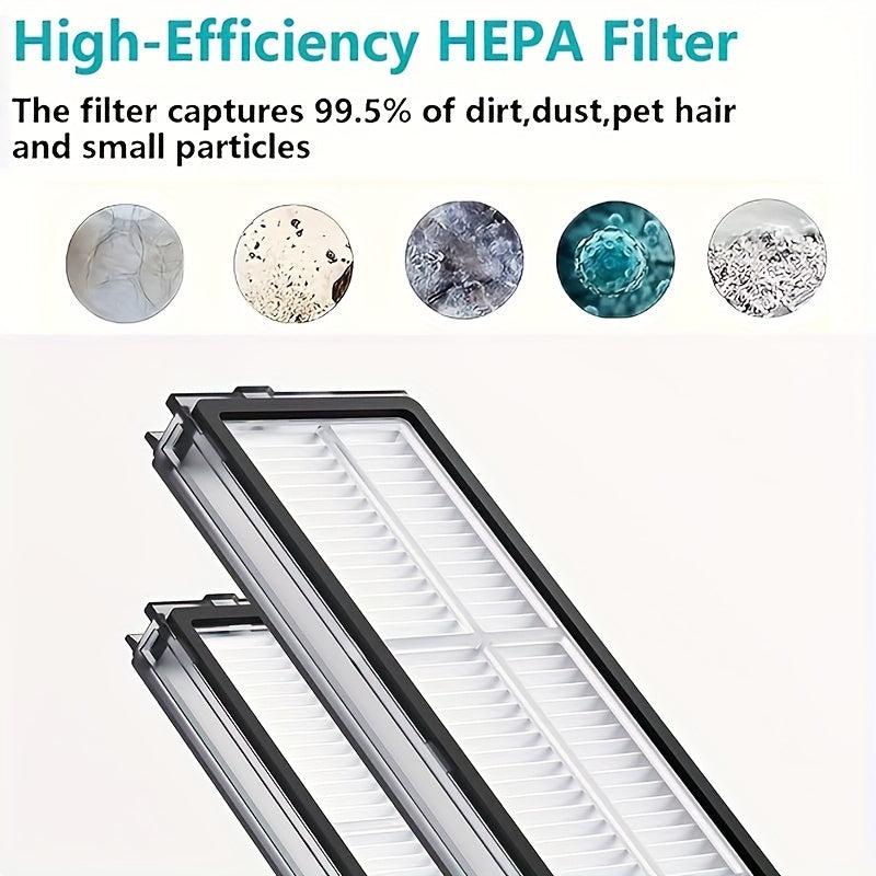 S8 Maxv Ultra uchun robot tozalovchi aksessuarlar 2 ta asosiy cho'tka, 6 ta yon cho'tka, 4 ta filtr, 4 ta chang sumkasi va 8 ta matodan iborat. Plastik materialdan tayyorlangan, batareya talab qilinmaydi.