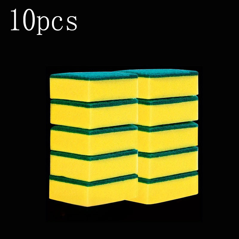 Set of 10 Double-Layer Dishwashing Sponges for Cleaning Dishes and Pans