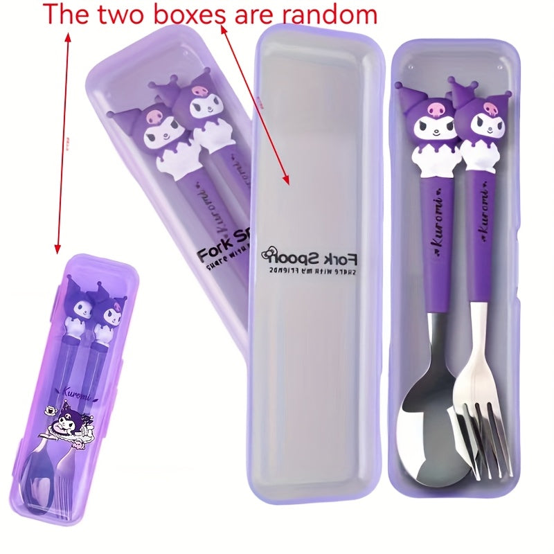 Stainless Steel Cartoon Cutlery Set with Case for Home Camping Picnic