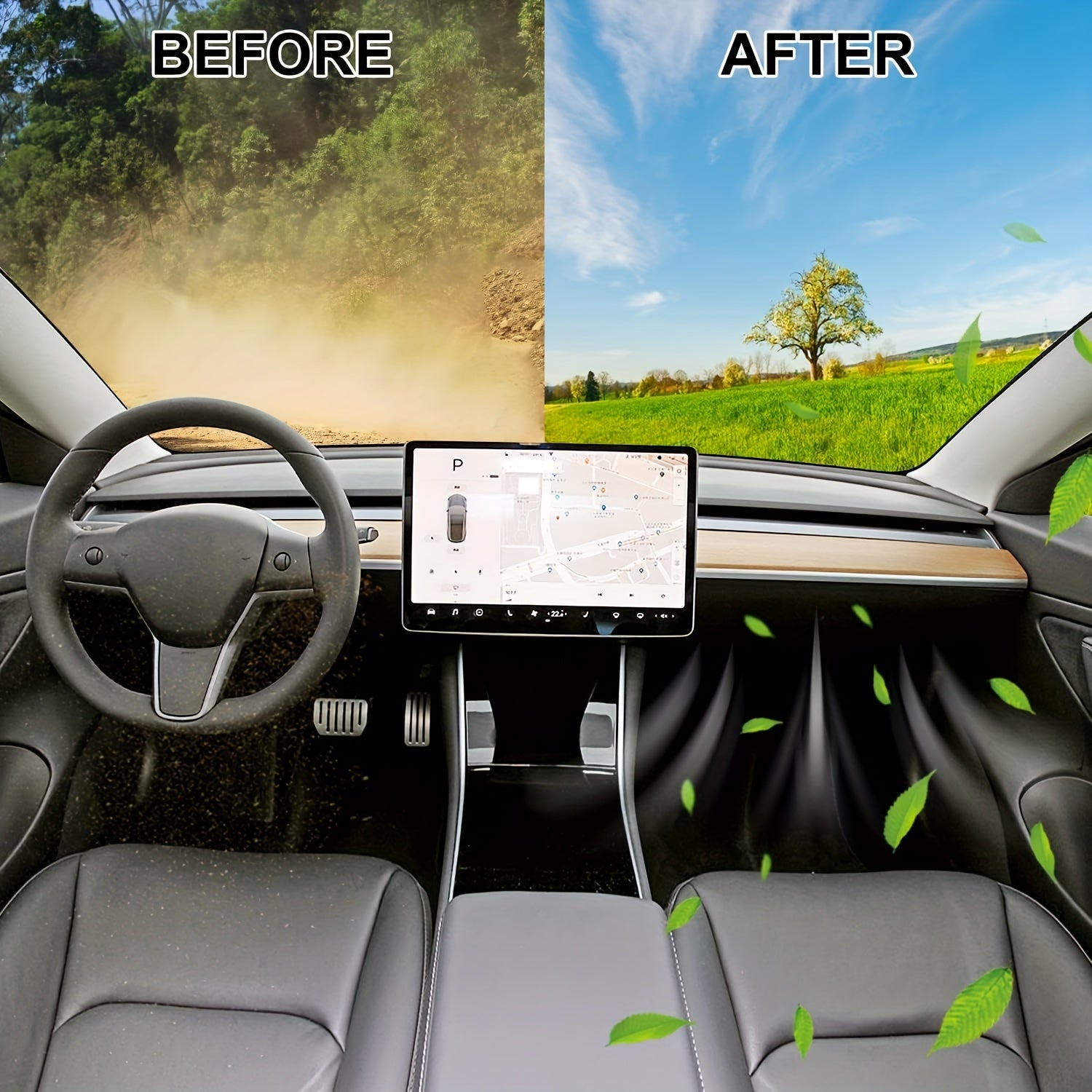 2 Pack Activated Carbon Cabin Air Filters for Model 3 and Y