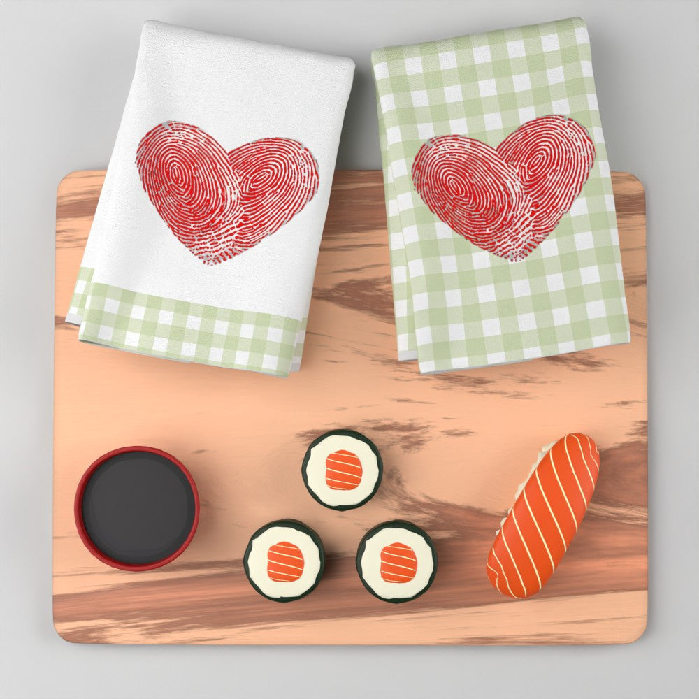 Valentine's Day Heart Print Tea Towels 2-Pack, 45.72x66.04 cm, Soft Polyester