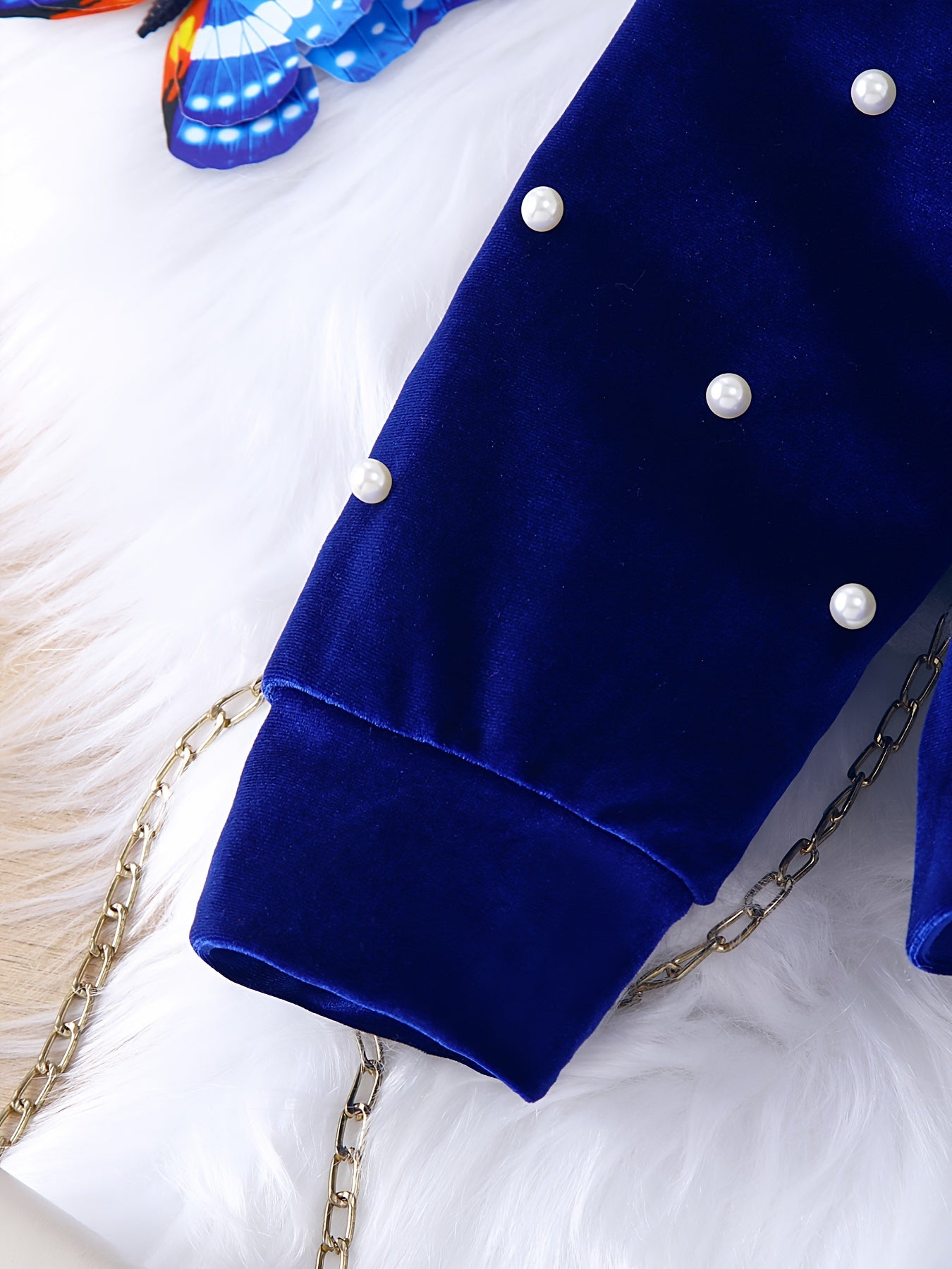 Girls Velvet Suit with Beaded Zipper Hooded Jacket and Trousers for Spring and Fall Outdoor Casual