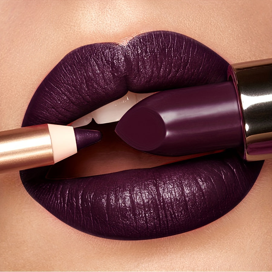 Women's Waterproof Long-Lasting Lipstick with High Pigment Purple Shades