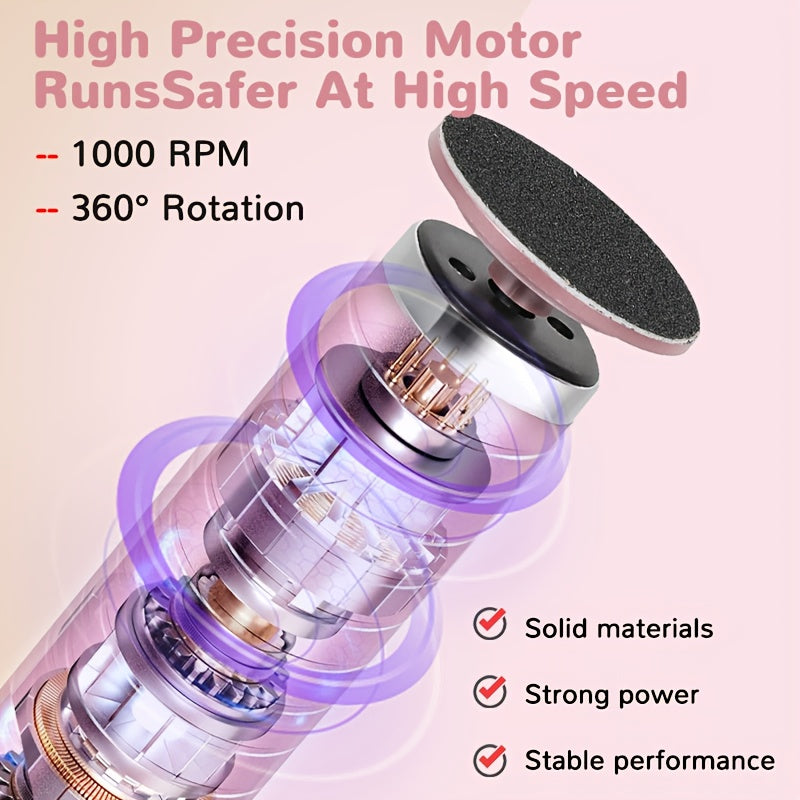 Rechargeable USB Foot Grinder with Adjustable Speeds Reversible Motion Pedicure Sanding Tool