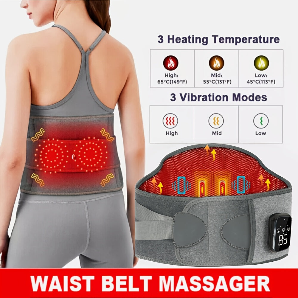 Wireless Heating Waist Belt with Massager for Men and Women 3 Modes Rechargeable