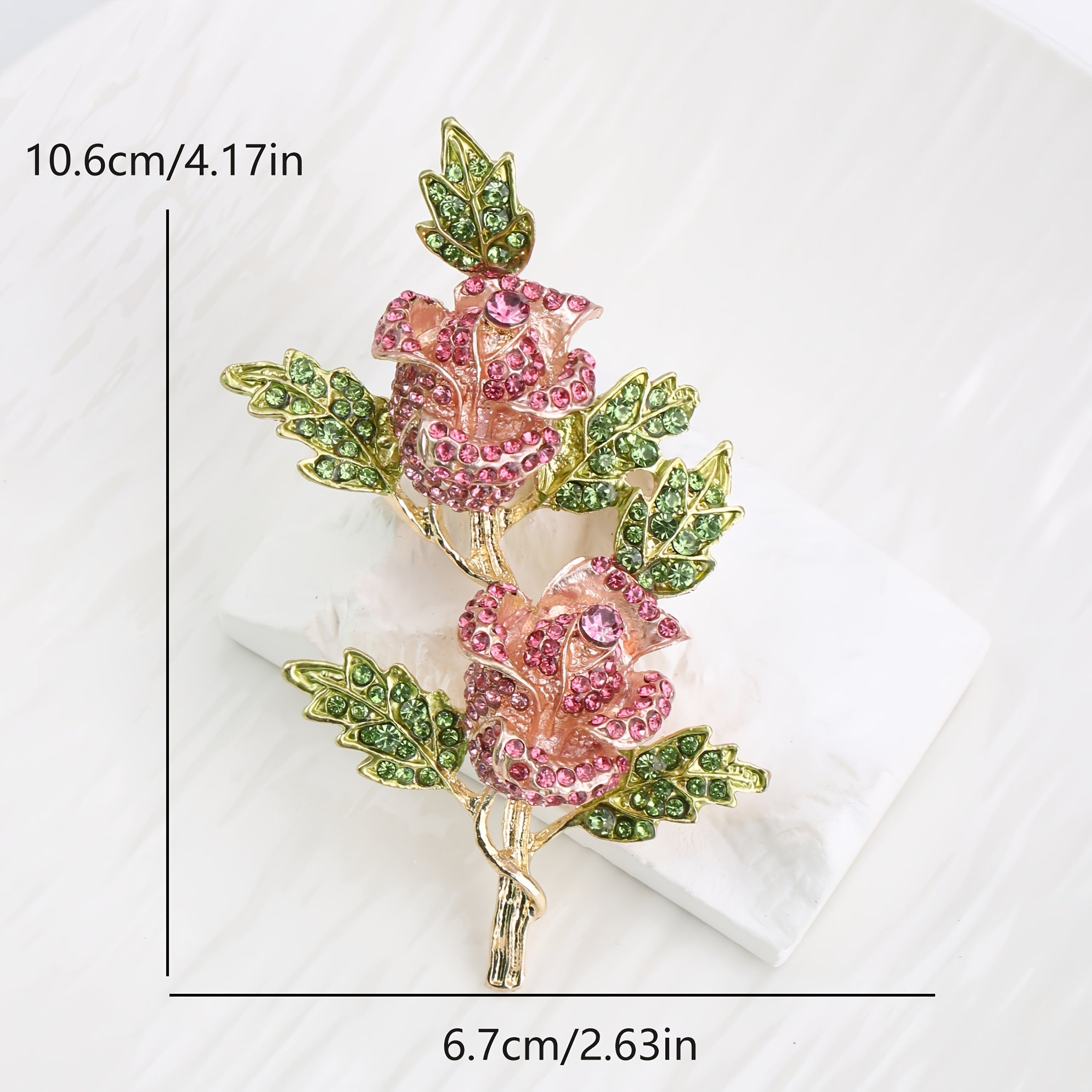 Elegant Rhinestone Rose Brooch for Dresses and Suits Gift for Valentine's Day or Christmas