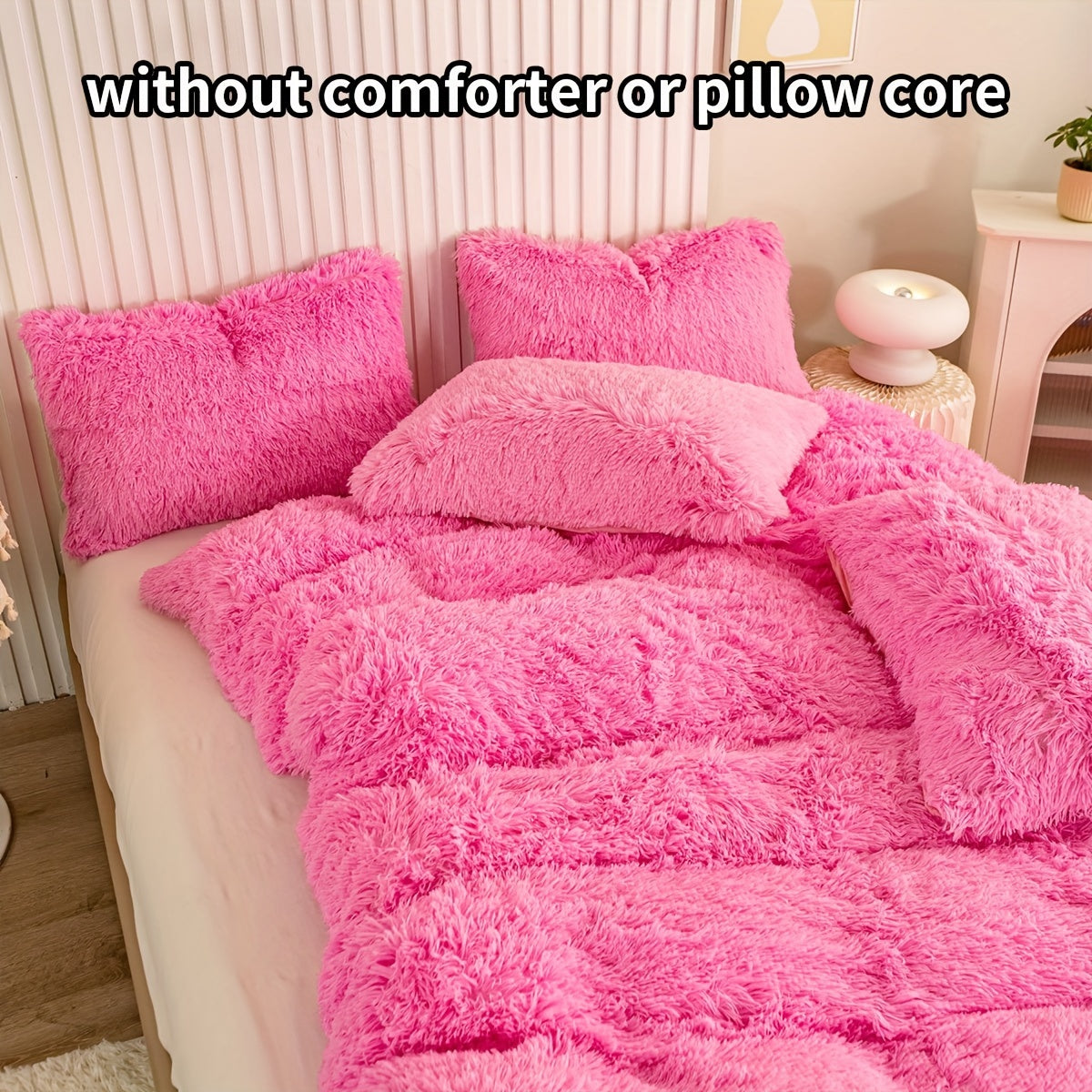 Set of 3 Pink Polyester Bedding Pieces for All Seasons Bedroom Decor