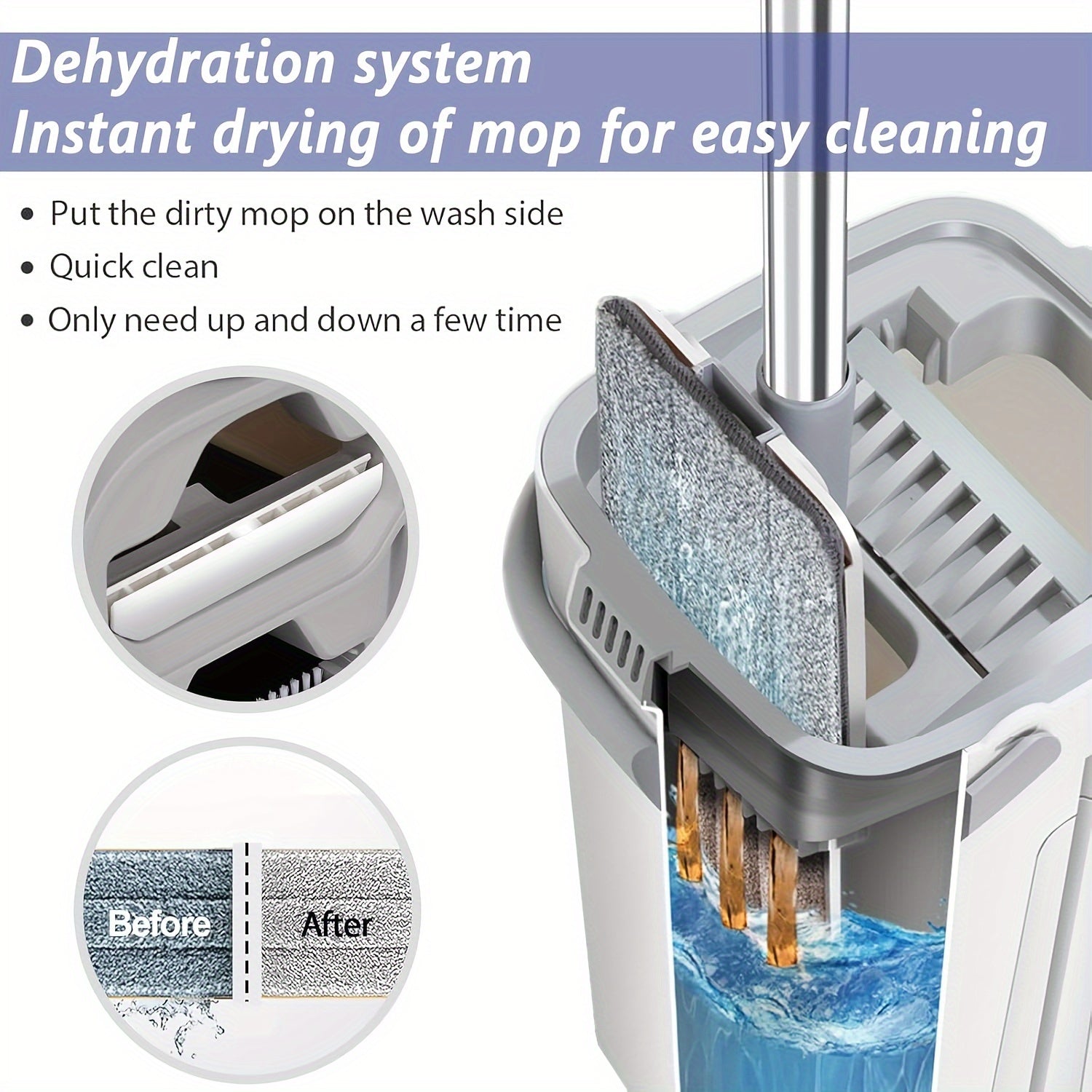 Ko‘p maqsadli mop va qop uchun yuviladigan mikrotoʻqimalar bilan toʻplam, plitka va yog‘och yuzalar uchun