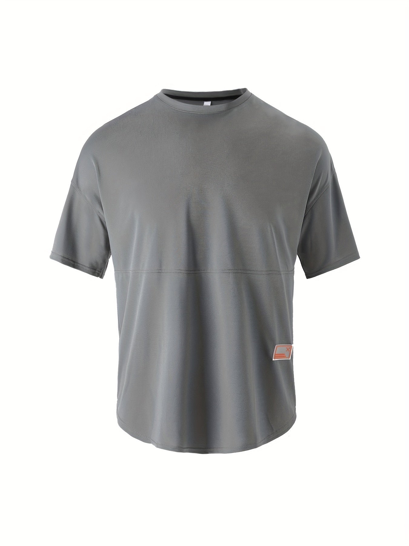 Camiseta deportiva casual de poliéster para hombre con cuello redondo y manga corta para actividades al aire libre