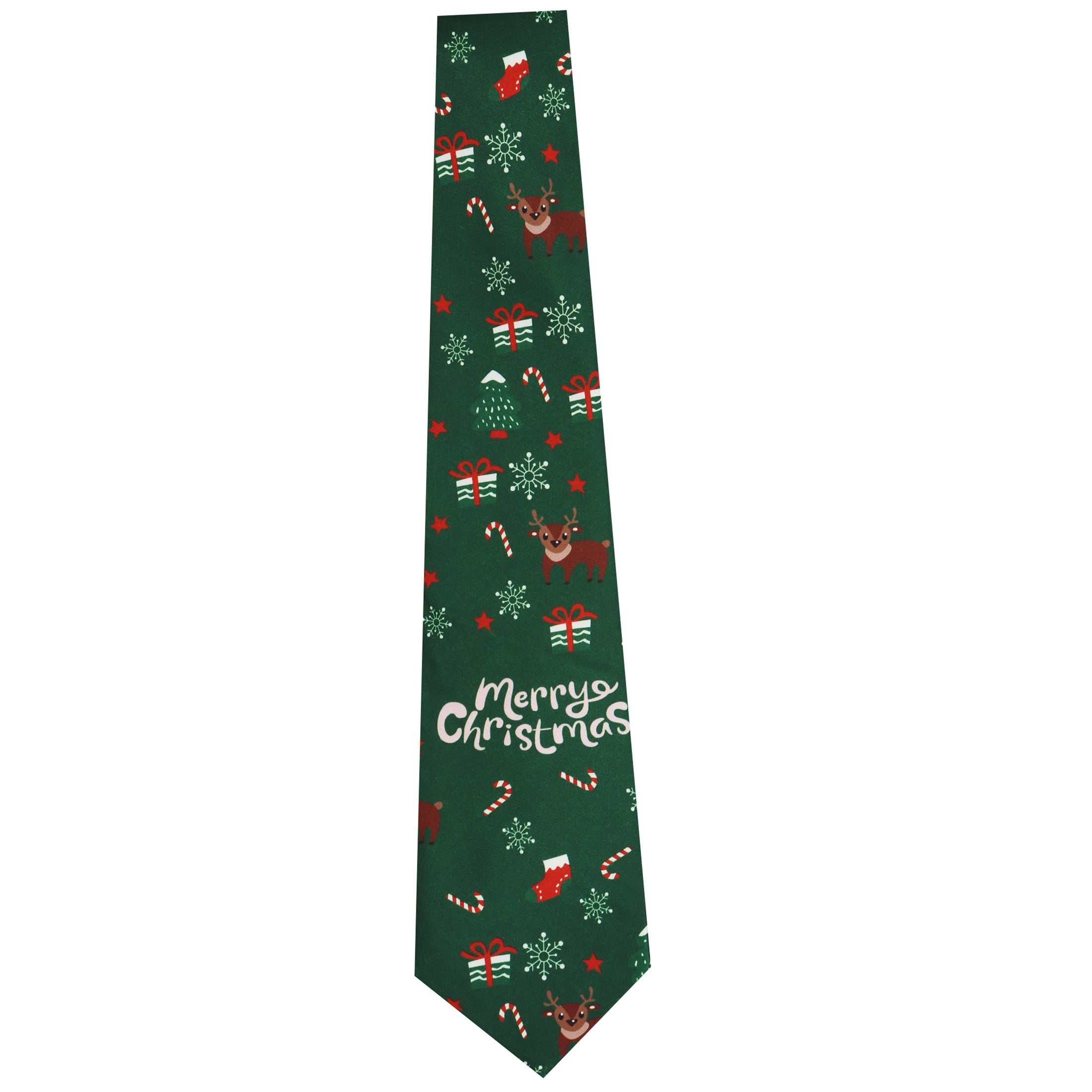 Unisex Christmas Tie Polyester Santa Snowman Candy Cane Holiday Party Accessory