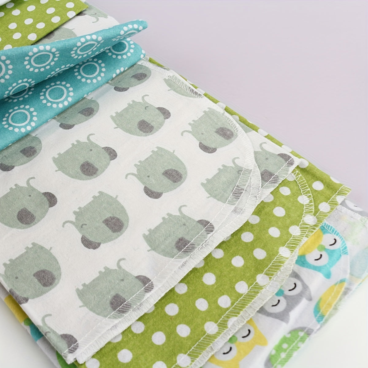 Set of 4 Soft Cotton Baby Blankets with Cartoon Prints for Newborns and Infants