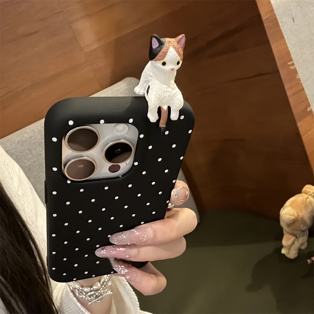 3D Cat Dog Faux Leather Phone Case for iPhone Shockproof Cover