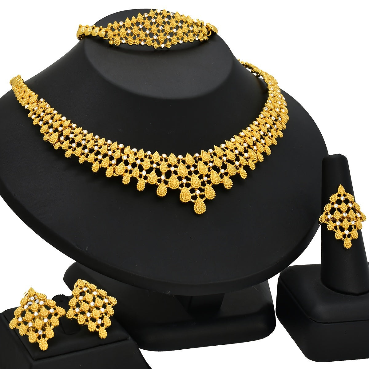 Conjunto de joyería con diseño de gota de cristal para fiesta nupcial compromiso boda