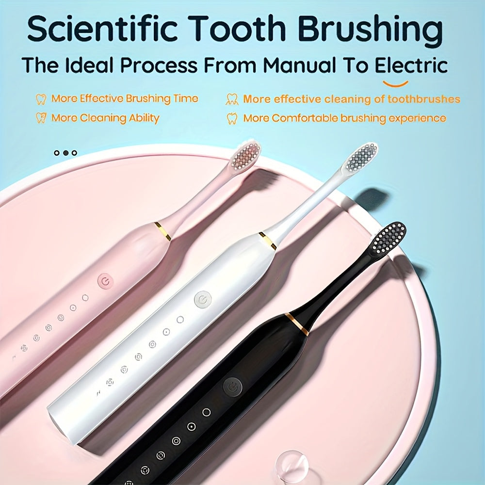 Electric Sonic Toothbrush for Adults and Students Soft Bristles USB Rechargeable