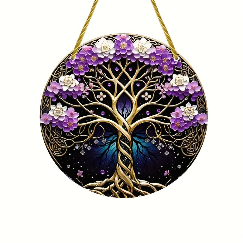 Vibrant Floral Acrylic Tree Suncatcher for Garden and Bedroom Decor