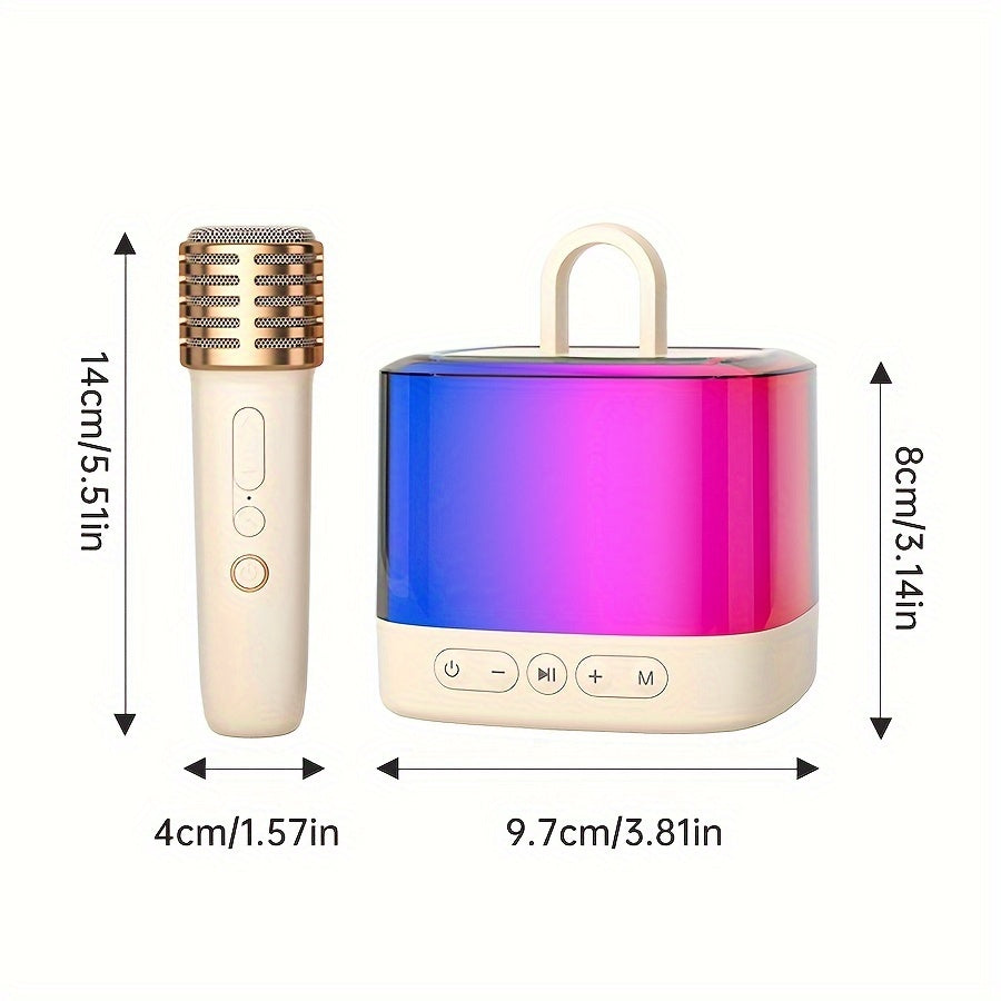 Mini Karaoke Machine with Wireless Microphone Party Lights for Kids and Teens