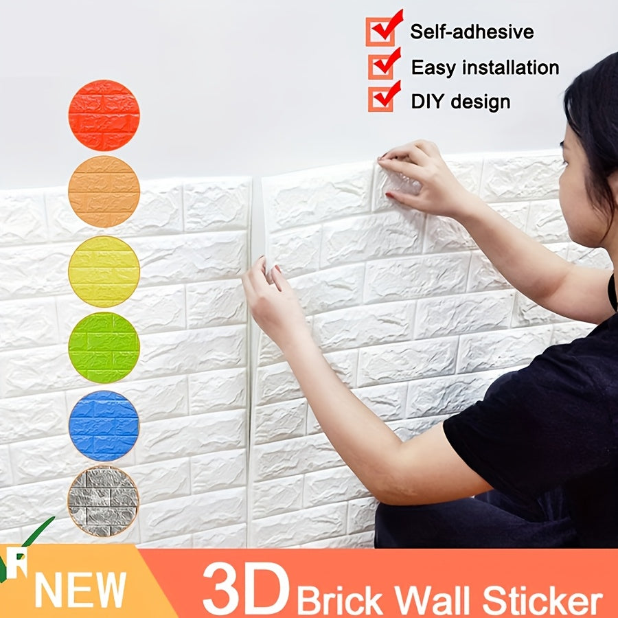 20 Self-Adhesive 3D Brick and Stone Vinyl Wall Stickers Waterproof for Living Rooms Bedrooms Offices