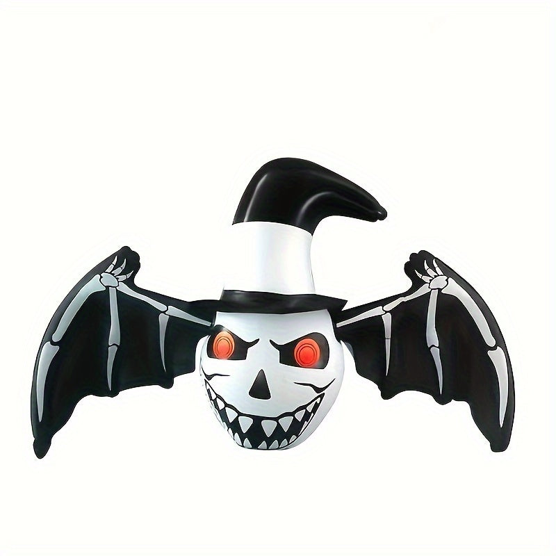 Inflatable Halloween Decor Skull and Bat 119.38cm PVC Outdoor Indoor Ornament