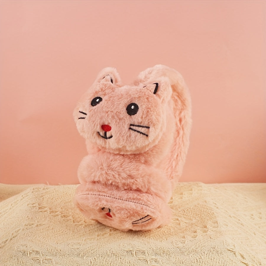 Очаровательные плюшевые наушники в виде кошачьих ушей, изготовленные из полиэстеровой трикотажной ткани, только ручная стирка. Веселые наушники с мультяшной тематикой для женщин, стильная зимняя защита ушей.