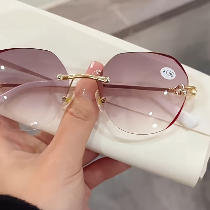 Ayollar uchun rimless o'qish ko'zoynaklari +1.0 dan +4.0 gacha presbiopiya uchun ko'zoynaklar