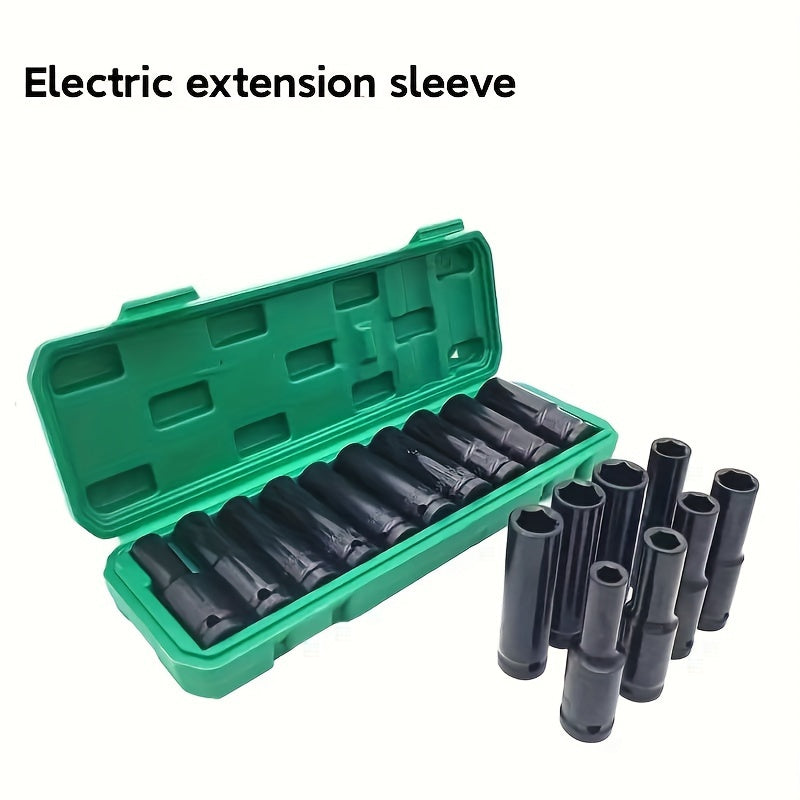 10 Pieces Deep Drive Impact Wrench Socket Set 1/2 Inch 8-24 Mm Carbon Steel