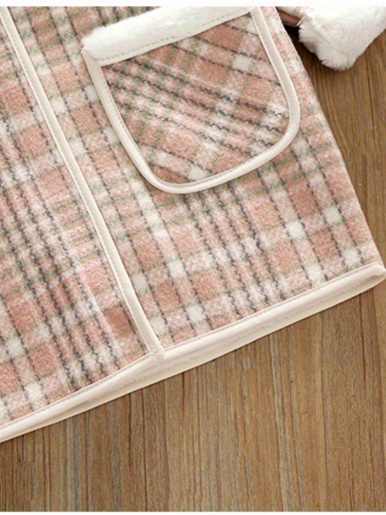 Girls' Winter Fleece Plaid Overcoat with Hood and Pockets for Kids