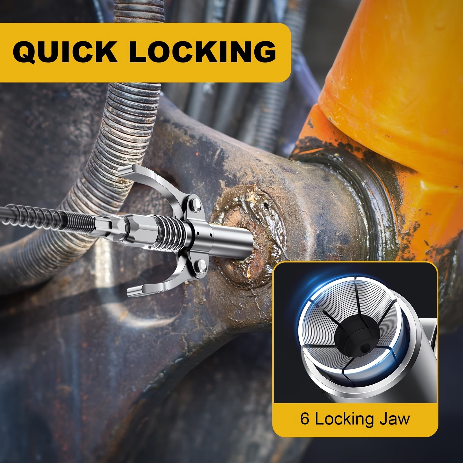 Heavy Duty Grease Gun Kit Stainless Steel 8000 PSI 14 Oz with 45.72cm Hose