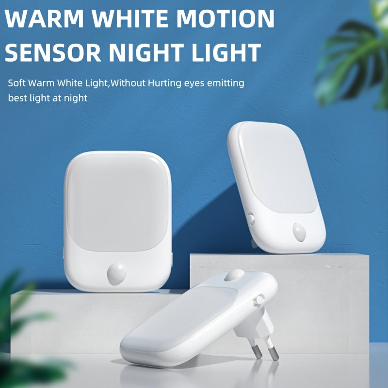 Motion Sensor Night Light Socket with 5 Brightness LED Warm White Wall Mount Hallway Kitchen