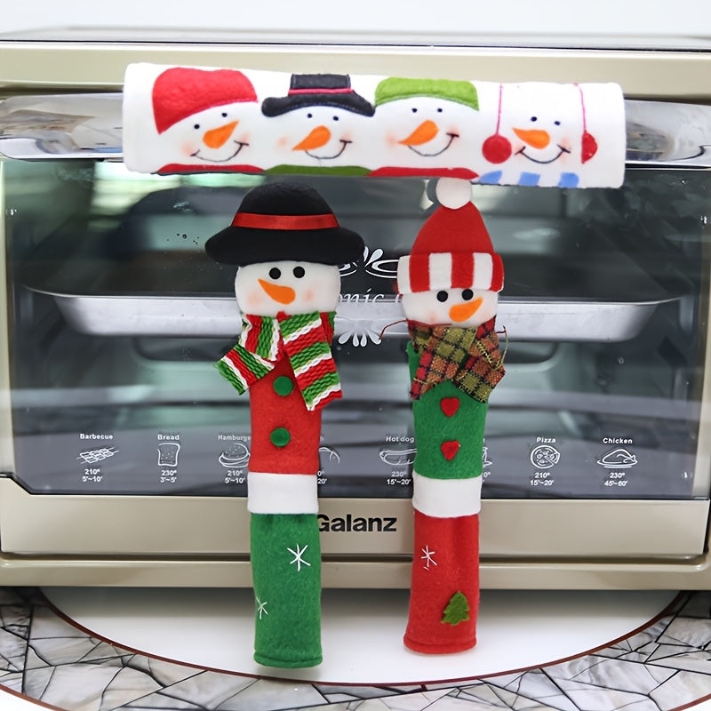 Christmas Snowman Oven Door Handle Cover Heat-Resistant Cloth Holiday Kitchen Decor