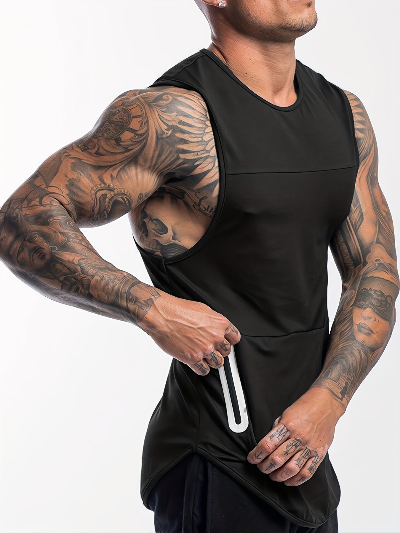 Men's Polyester Casual Sports Suit with Sleeveless Zipper Vest and Training Shorts