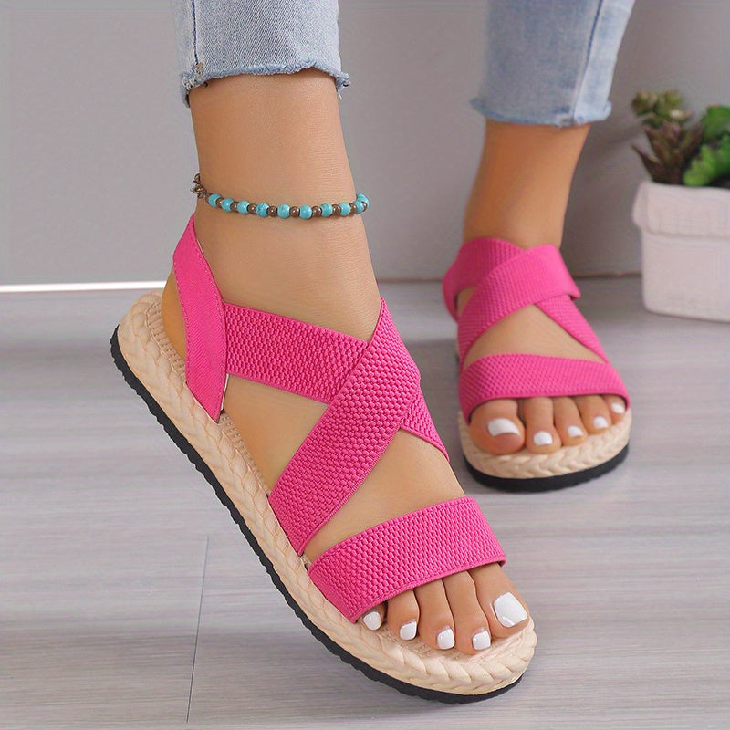Women Casual Flat Heel Sandals Ankle Strap Slip-On Summer Beach Shoes