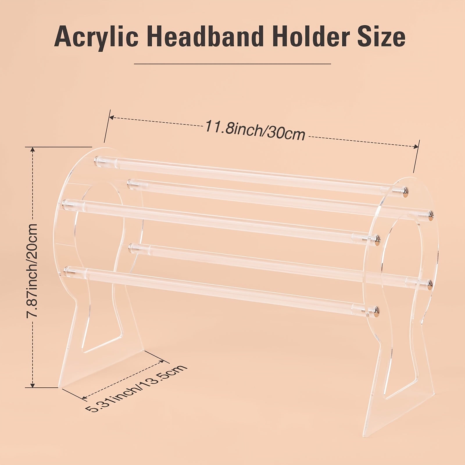 Transparent Headband Holder for Display and Storage of Hair Accessories