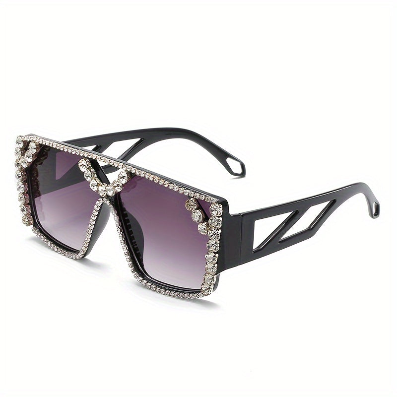 Women's Oversized Square Rhinestone Gradient Sunglasses for Costume Parties and Proms