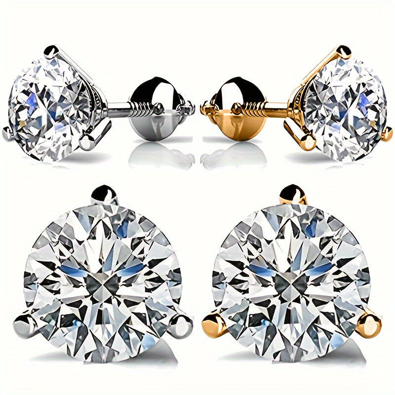 Sterling Silver Zirconia Earrings for Women Hypoallergenic Gold and Silver Tones