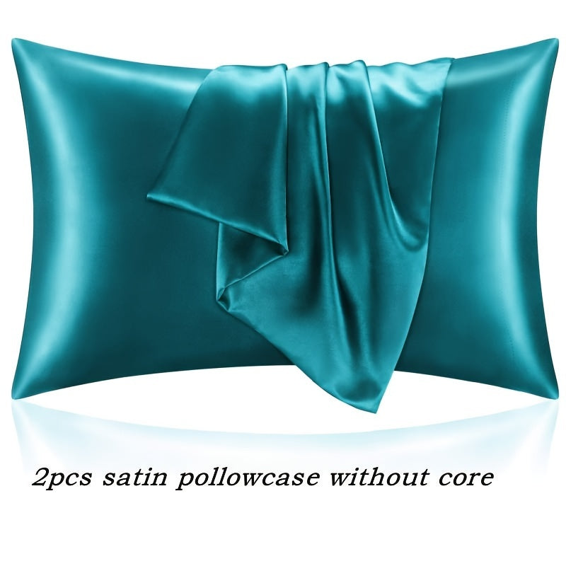 Set of 2 White Satin Pillowcases Breathable Cooling Hypoallergenic Sleep