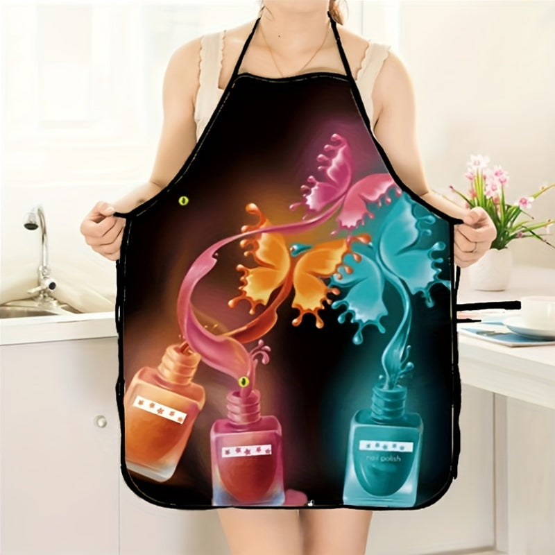 Woven Polyester Kitchen Apron Sleeveless Adjustable Neck Nail Polish Design