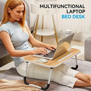 Large Portable Laptop Bed Table with Cup Holder Drawer for Reading and Eating in Bed or on Sofa