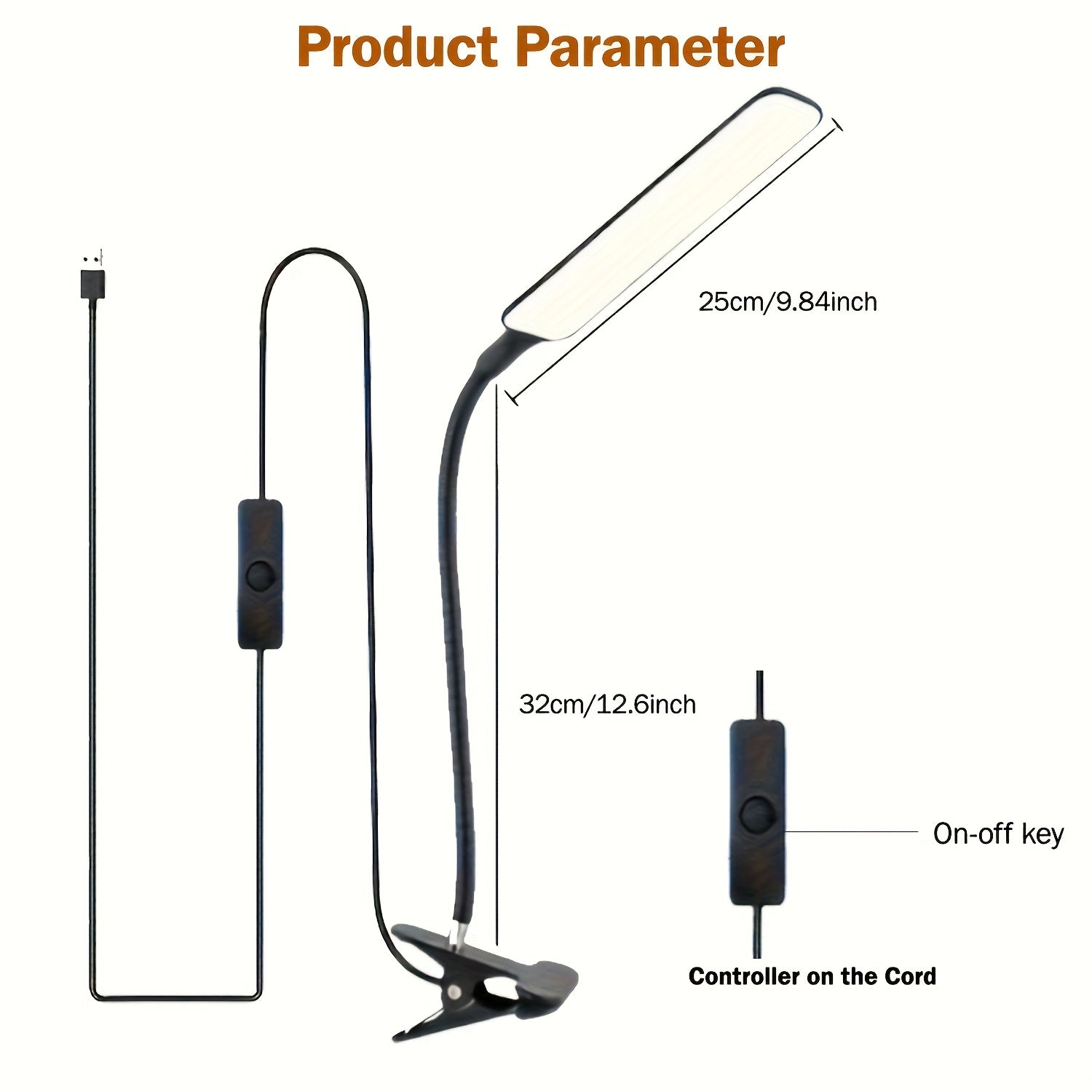 Adjustable USB Desk Lamp with Clamp Eye-Friendly Gooseneck Reading Light