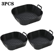 Set of 3 Non-Stick Silicone Air Fryer Baskets Food-Grade Oven-Safe Accessories