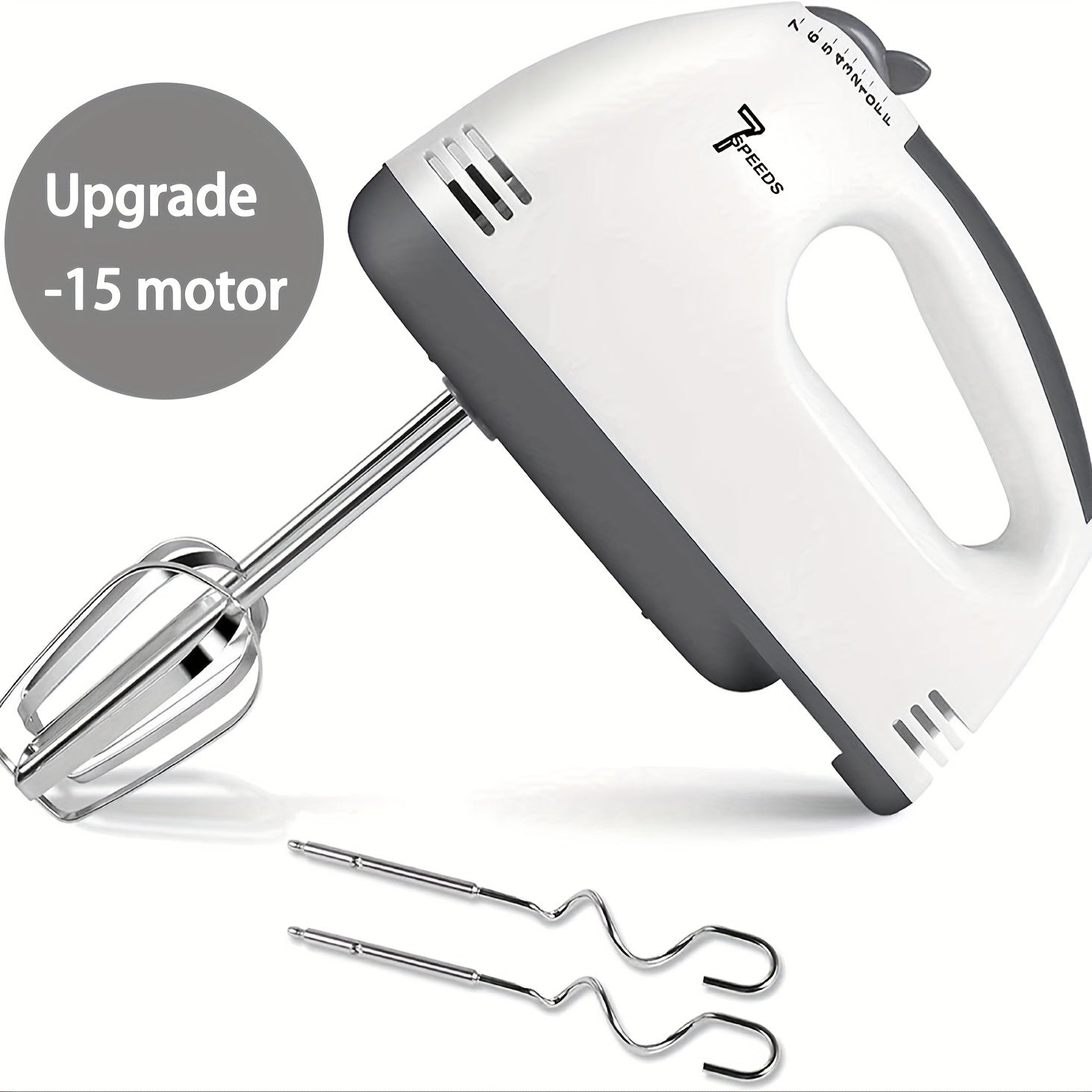 Electric Hand Mixer Stainless Steel Beaters 7-Speed Easy Clean Baking Tool