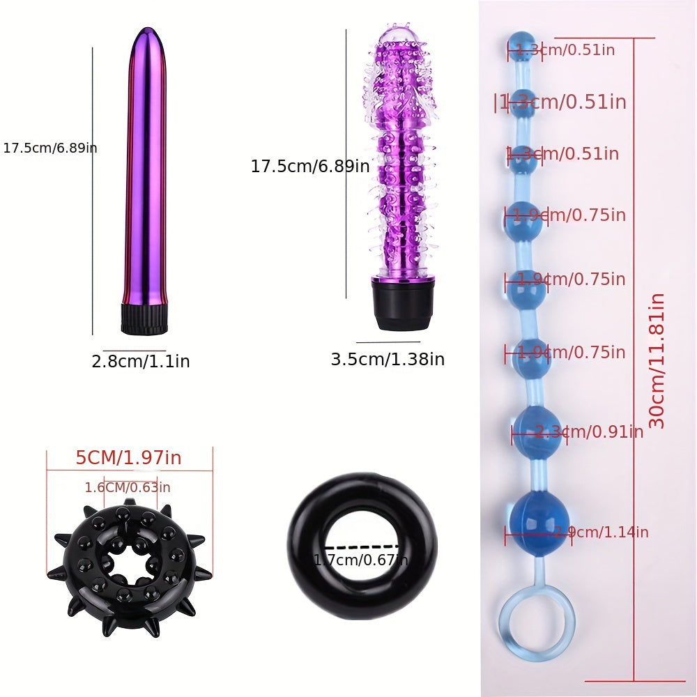 Adult Silicone Anal Plug and Ring Set With Vibrating Beads for Men Women