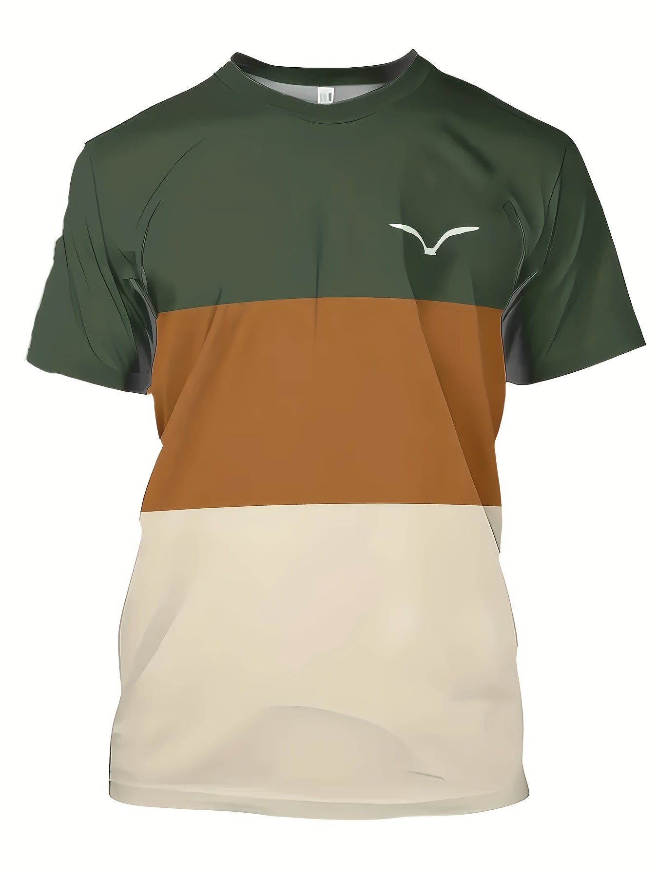 Erkaklar uchun geometrik chiziqli printli krujka yoqasi t-shirt, nafas oladigan polyester to'qima matosidan tayyorlangan, bahor/yoz ko'cha modasi uchun mos.