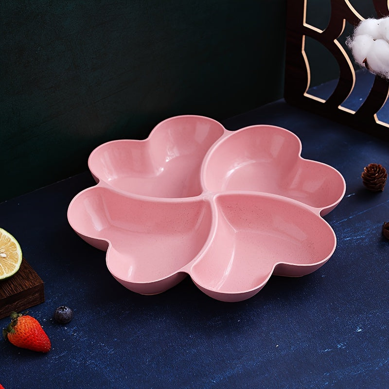 Candy Server with 4 Compartments Heart-Shaped Fruit Tray Clover Snack Tray Small Fruit Basket