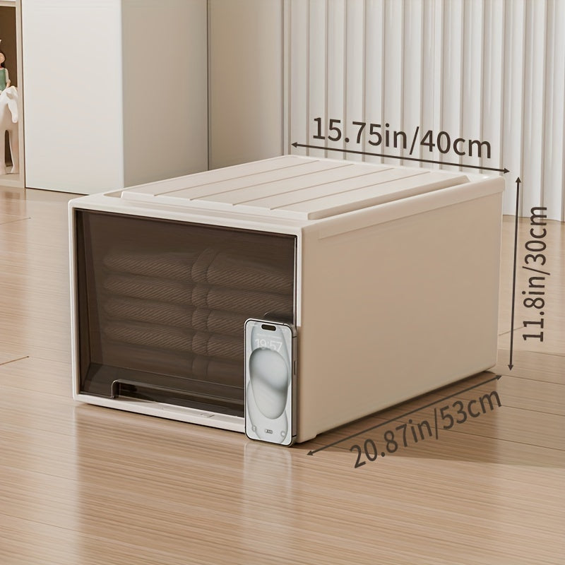 Transparent Stackable Plastic Storage Drawer with Wheels for Clothes Toys Snacks and Books