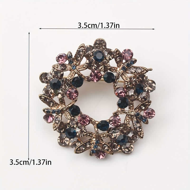 Butterfly Flower Wreath Brooch Pin Rhinestone Jewelry for Women Weddings Formal Events