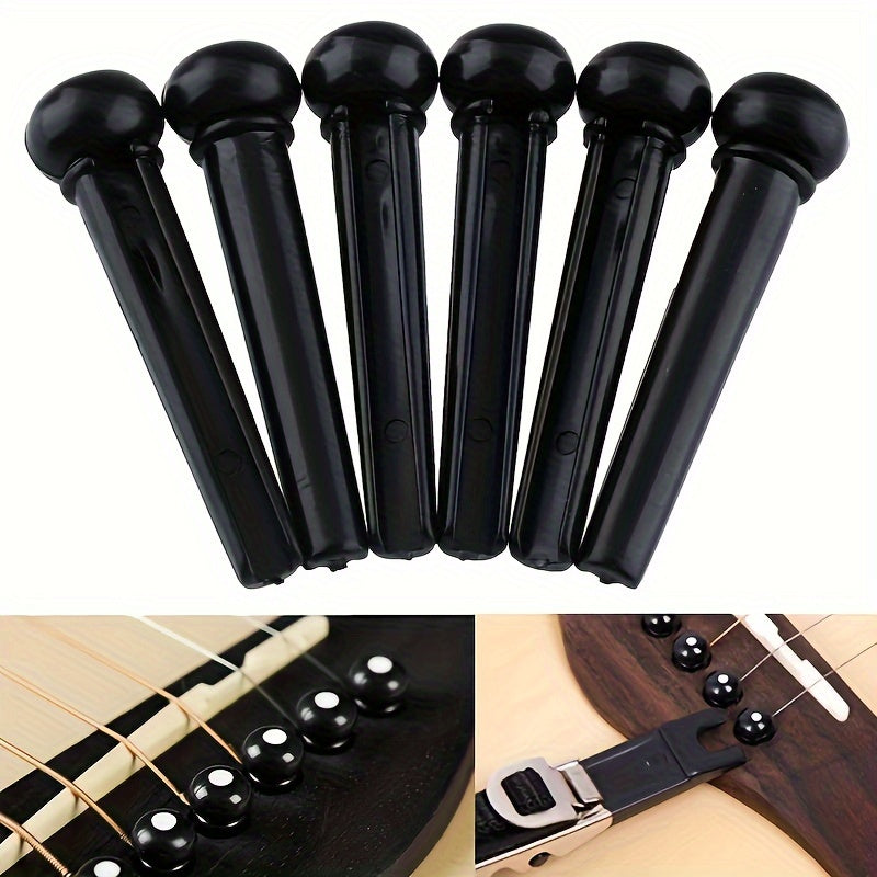 6-String Acoustic Guitar Set with Saddle Nut Bridge Pins Black White Accessories
